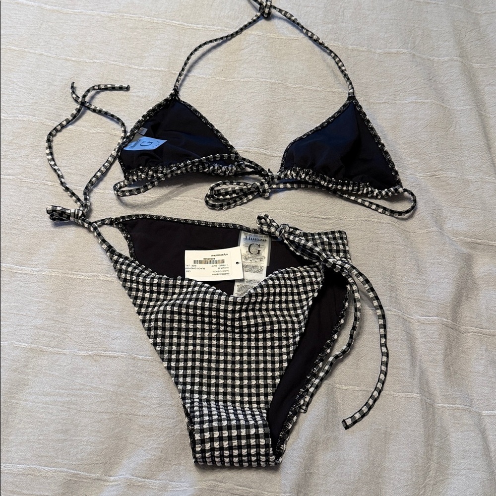 BNWT hunza G Gingham Seersucker Sabrina Bikini set - Picture 5 of 8